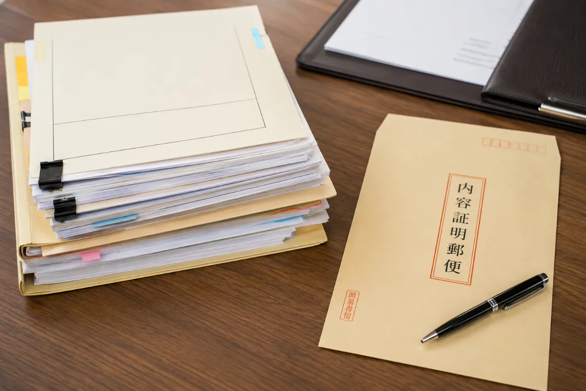 明渡し手続きに関する書類を整理しているイメージ