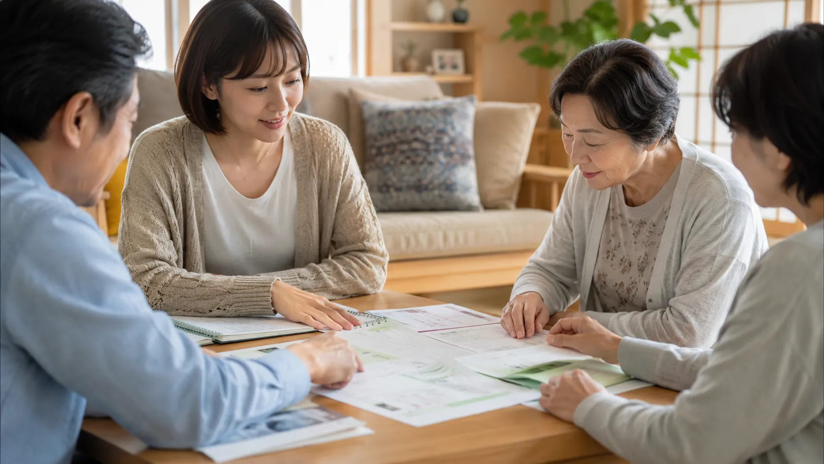 相続した実家について家族で話し合うイメージ