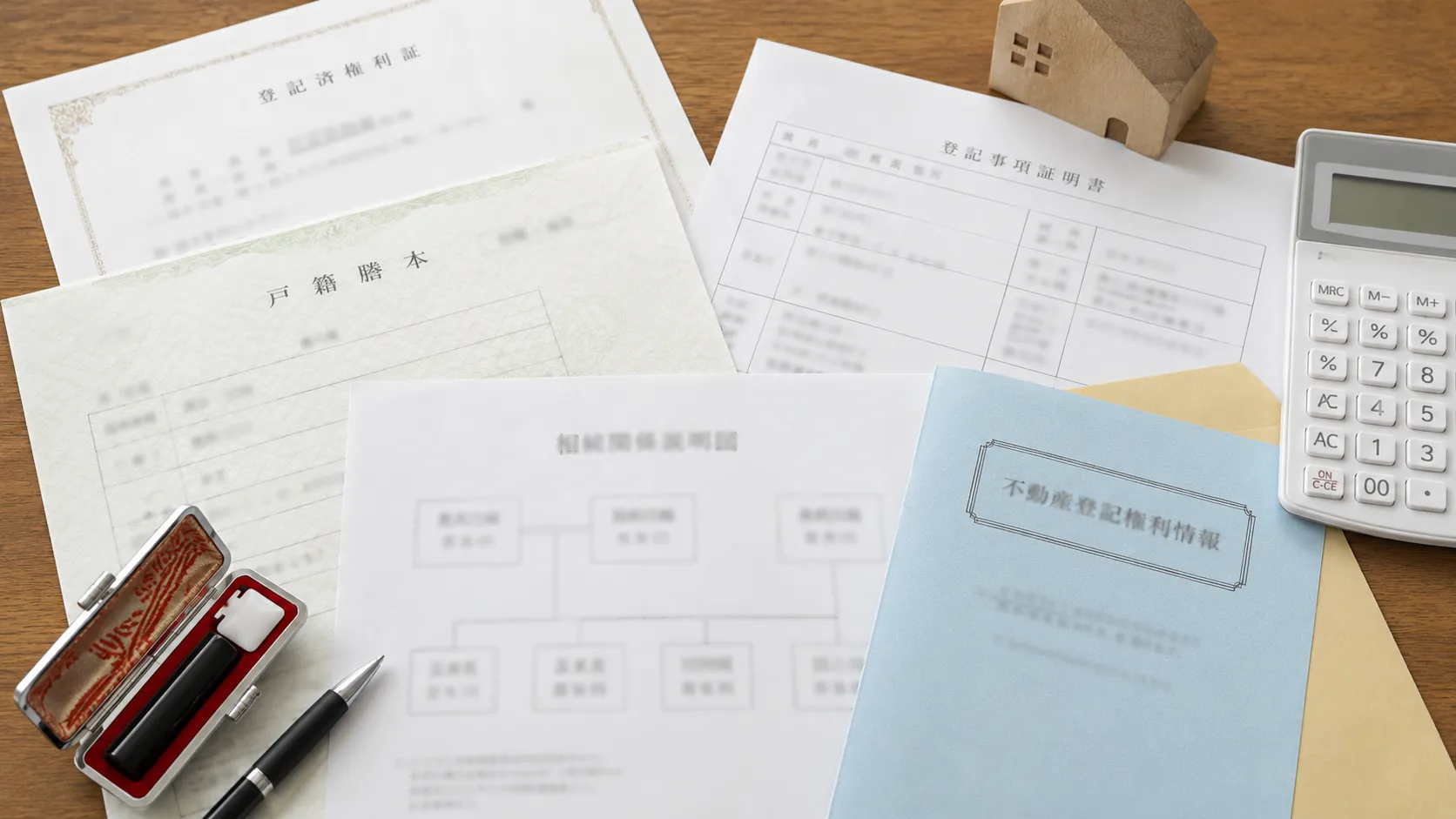 共有名義の実家と相続関係を確認する書類のイメージ