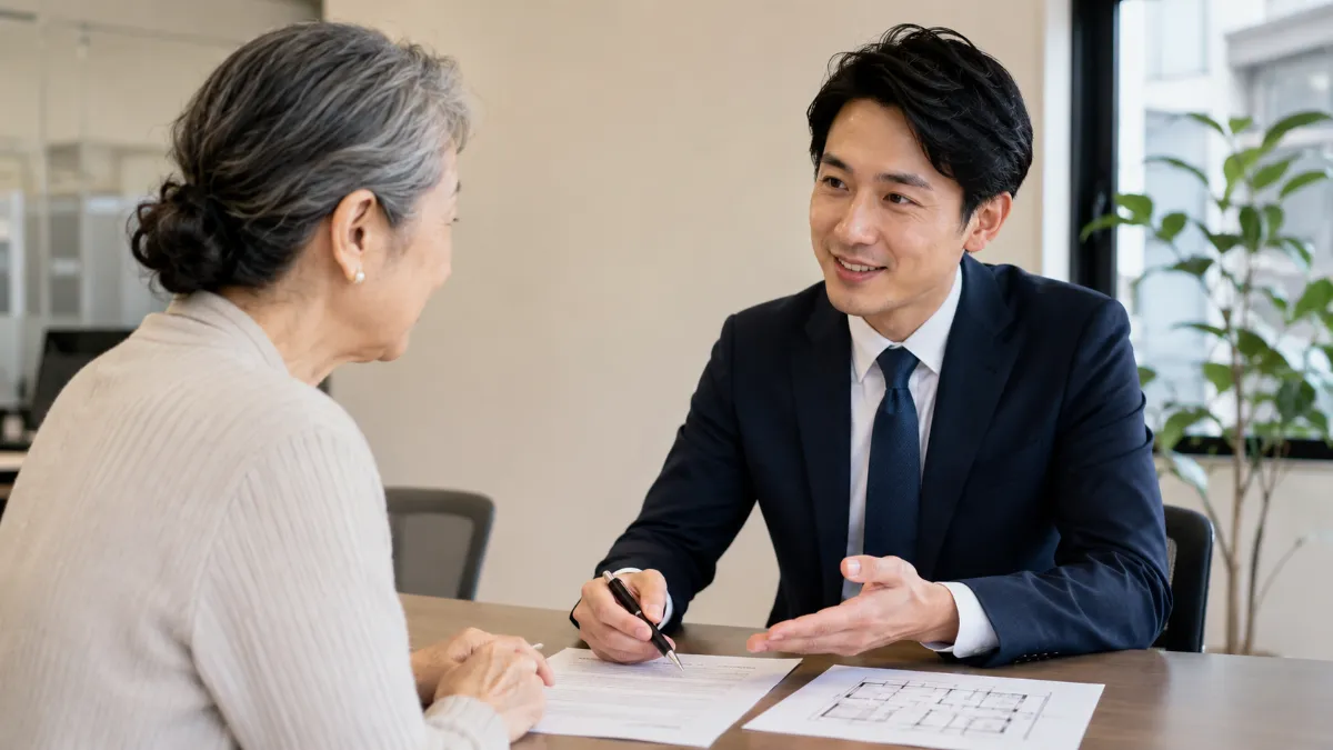 滞納物件の売却方法を相談している様子