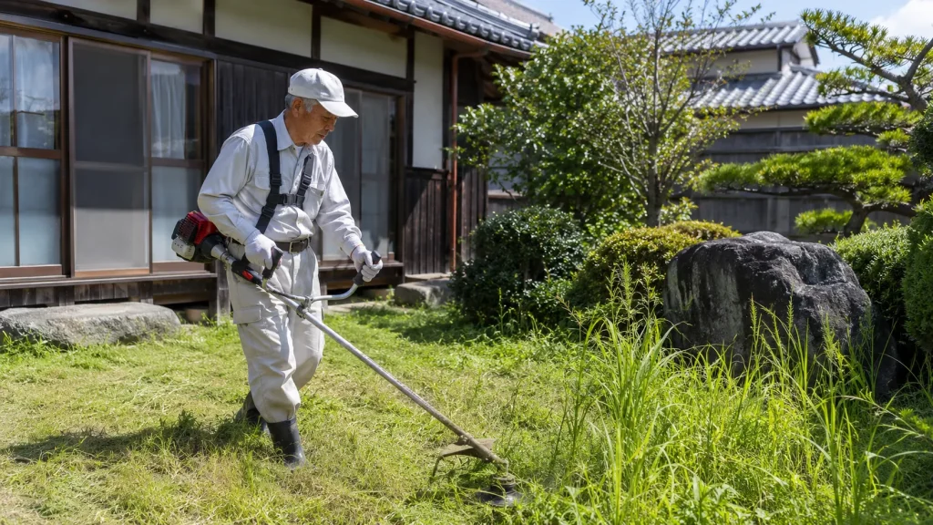 庭の草を刈る手入れのイメージ