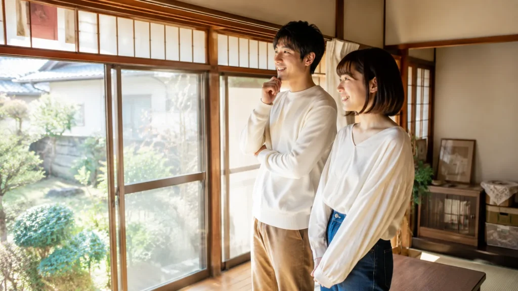 古い家を見学する買主さまのイメージ