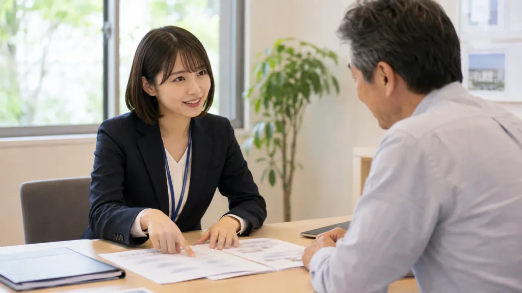 相続した実家の売却について不動産会社に相談するイメージ