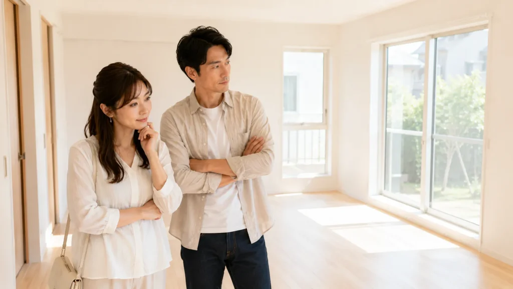 空き家にしてから売りに出した家を内覧するイメージ
