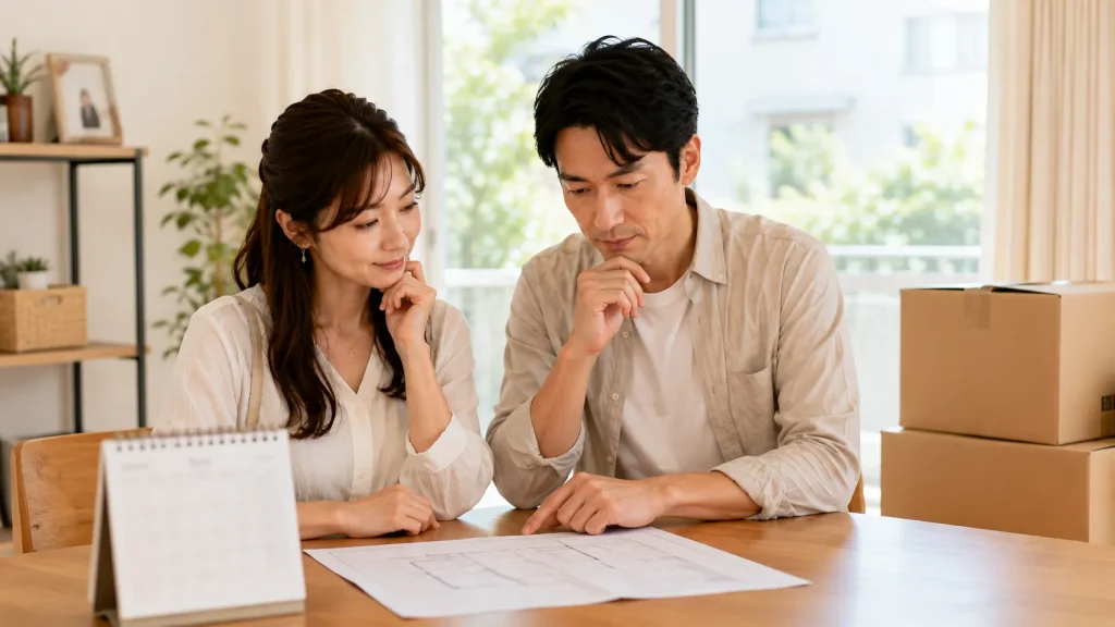 引き渡し日から逆算して住み替えの計画を立てるイメージ
