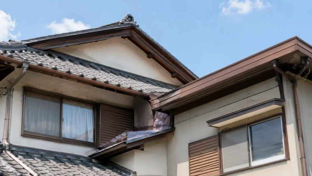もとの屋根と増築部分の屋根が接する継ぎ目のイメージ