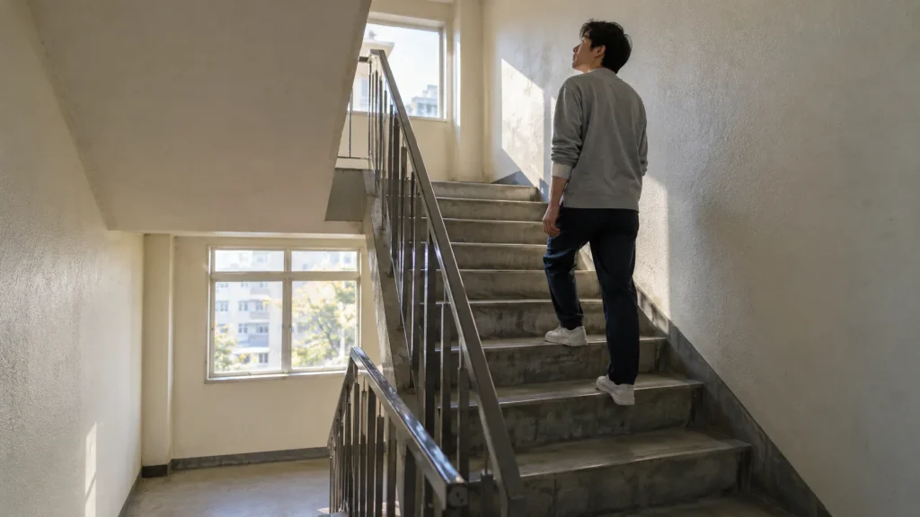 エレベーターのない集合住宅の階段室（イメージ）