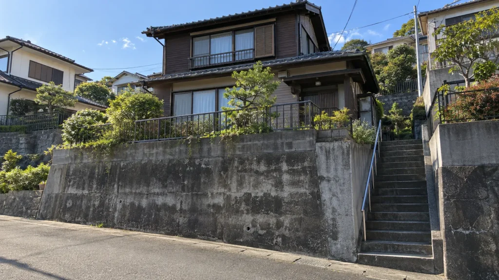 擁壁の上に建つ2階建ての住宅（イメージ）